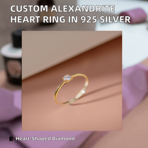 Anillos de Compromiso de Plata de Ley 925 con Alexandrita Personalizada de Primera Calidad, Anillo de Corazón Vintage con Diamante de 1 Quilate, Regalo para Mujer - Product Image 2