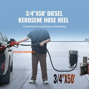 Avvolgitubo Carburante Extra Lungo 3/4'' x 50FT, Costruzione Robusta in Acciaio al Carbonio, Avvolgimento Automatico, Tubo Diesel con Base da 5m - Product Image 2