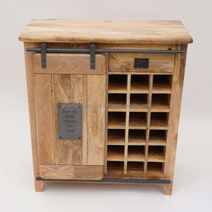 Meuble Bar Rustique Style Ferme avec Porte Coulissante, Porte Battante Shaker, Console en Bois Industriel avec Étagères à Vin et Rangement pour Liqueurs, 3 Niveaux 2026 - Product Image 2