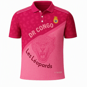 Camiseta Deportiva Transpirable de Poliéster y Elastano Estampada ODM para Hombre, Estampado de Leopardo Rojo y Azul, Manga Corta - Product Image 1