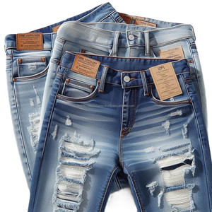 Stijlvolle Casual Katoenen Denim Jeans Met Strakke Straight Losse Pasvorm En Distressed Gescheurd Gewassen Voor <span class=keywords><strong>Sexy</strong></span> Modieuze Stijlen - Product Image 6
