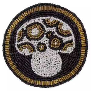 Traditional <b>Beaded</b> Glass Cup <b>Coasters</b> for Table Protection Bohemian Style Decor for Special Occasions - Product Image 4