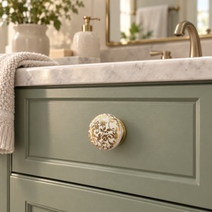 Poignée de meuble ronde décorative SHUBHAM à motif floral, en fer, pour tiroir, armoire de cuisine, coiffeuse - Product Image 4