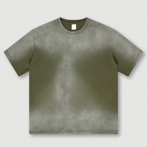 T-shirt Homme Délavé à l'Acide Coupe Oversize Uni 200 Grammes 100% Coton Tricoté Style Rétro Décontracté Streetwear - Product Image 5