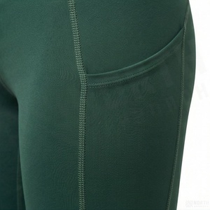 High Waist Full Length Women's <b>Leggings</b> Solid <b>Green</b> Stretch Breathable Seamless Sporty Knitted With Pockets All Seasons - Product Image 5