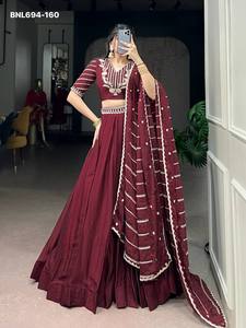 Premium Quality Rangoli Crush with Sequins-Thread Embroidered <b>work</b> <b>Belt</b> Lehenga with Choli-Dupatta Indian Supplier - Product Image 2