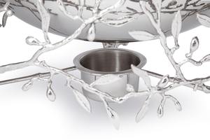 Plat de service de luxe en argent avec figurine d'oiseau, base élégante en forme de branche, chauffe-plats et soupière pour buffets d'hôtels du Golfe et traiteurs de mariages - Product Image 3