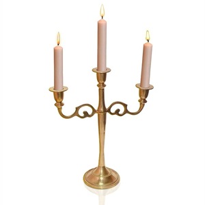 Golden <b>Brass</b> <b>Candlestick</b> Holder Set of 2 with Floral Design for Home Decoration - Product Image 2