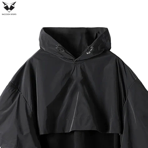 Sweat-shirt fonctionnel imperméable de style urbain avec capuche amovible et poches cargo, noir, Techwear - Product Image 6