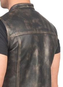 Gilet de motard en cuir marron pour homme de qualité supérieure, veste sans manches classique pour moto, style minimaliste, cuir véritable, faible MOQ - Product Image 4