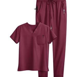 Ensemble d'uniformes médicaux en coton respirant pour infirmières et personnel hospitalier – Haut à col en V et pantalon – Vente en gros - Product Image 3