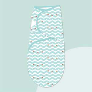 Polka Tots Wave Print Swaddle wrap avec Cap-Bleu - Product Image 3