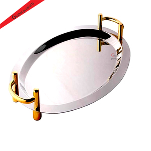 Plateau de service rectangulaire en métal minimaliste avec finition haut de gamme et poignées, idéal pour les bars, les hôtels, les mariages, les restaurants, comme centre de table. - Product Image 3