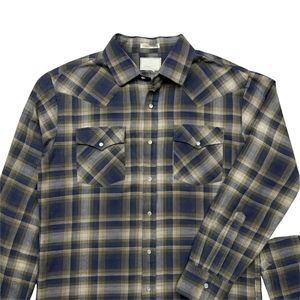 Chemises en flanelle de polyester/coton tricotées décontractées avec logo personnalisé orange XS-5XL pour hommes - Product Image 3