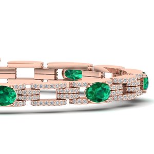 REYES Personalized Sterling <b>Silver</b> 925 Moissanite Tennis <b>Bracelets</b> For Women 14K <b>Solid</b> White Gold Emerald Gemstone Jewelry - Product Image 3