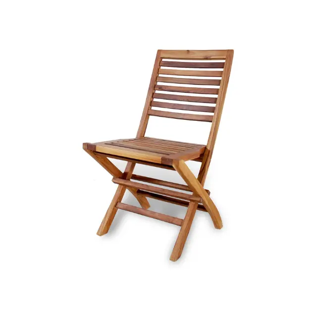 Chaise pliante en bois de teck bon marché avec un Design classique pour les repas en plein air