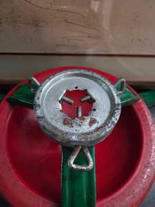 Vintage Red & Green Metal Christmas <b>Tree</b> Stand – Mid Century Holiday Decor - Product Image 3