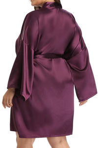 Bata de satén de seda para mujer de talla grande con logo frontal, camisón de noche de boda de longitud completa, ropa de dormir de secado rápido y suave, precio económico, OEM - Product Image 6