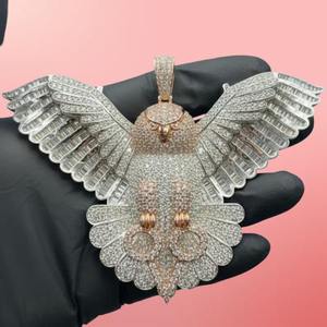 จี้นกฮูกแบบกำหนดเองประดับเพชรโมอิสซาไนต์ เงินแท้ 925 ชุบทองสองสี สไตล์ฮิปฮอป - Product Image 6