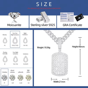 Iced Princess Cut Moissanite Hiphop Style <b>Gold</b> Plated 925 <b>Solid</b> Silver Rectangle Dog Square Cluster <b>Pendant</b> for Party Occasion - Product Image 5