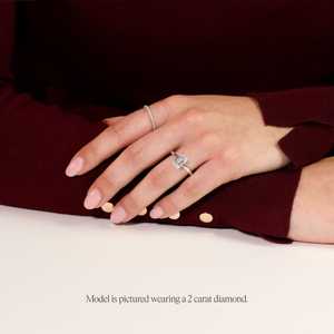 Anillo de compromiso solitario con diamante de laboratorio de corte esmeralda, oro amarillo macizo de 14K, anillo de boda con doble engaste de garra, joyería. - Product Image 5