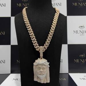 Collar con Colgante Unisex de Moissanita con Corte Brillante Chapado en Oro, Estilo Hip Hop, Cadena Cubana de Primera Calidad con Certificación IGI - Product Image 4