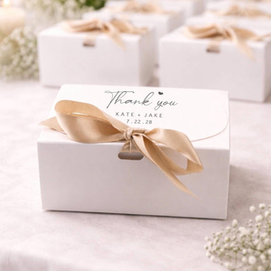 Caja de Regalo Personalizada con Cinta de Satén, Impresión en Lámina Dorada con Nombre, <span class=keywords><strong>para</strong></span> <span class=keywords><strong>Galletas</strong></span>, Chocolate, Macaron, Rebanada de Pastel, Recuerdo de Boda, Fiesta - Product Image 2