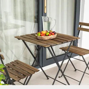 Juego de bistró de madera de Acacia, muebles de exterior versátiles para jardín, comedor al aire libre, parque, patio, sala de estar, dormitorio de Hotel - Product Image 1