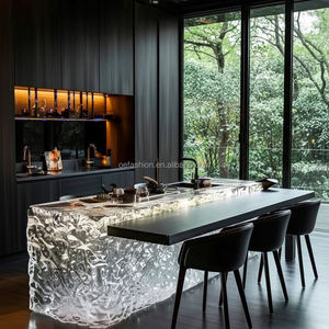 <span class=keywords><strong>ONLYONE</strong></span> - Isla de Cocina Ovalada Moderna y Ecológica de Resina Acrílica Luminosa con Efecto de Agua LED, Diseño de Lujo, Garantía de 5 Años - Product Image 6