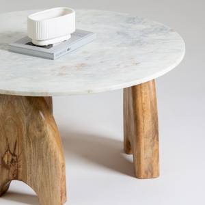 Mesa de Centro Vandana Zenova Aureo con Tapa de Mármol para Sala de Estar Moderna y Decoración Contemporánea - Product Image 4