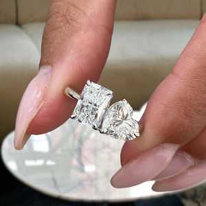Toi Moi Moissanite 3CT Radiant & Heart Cut Diamond Two Stone <b>Ring</b> Original 925 Silver <b>Fine</b> Modern Gift Jewelry For Engagement - Product Image 6