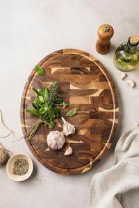 Planche de préparation de cuisine artisanale en bois rustique, blocs à découper en bois rectangulaires avec poignée, ensemble de planches à découper en bois naturel - Product Image 4