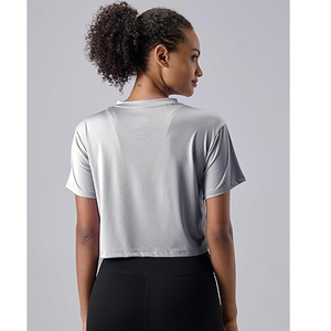Ladies Oversized <b>Crop</b> Tee Cotton Loose Fit Short Sleeve Plain Casual Streetwear Summer <b>Top</b> Custom Printing - Product Image 5