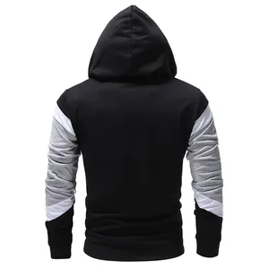 Sweat-shirt à capuche pour homme, coupe ajustée, tricoté, style décontracté, color block, pour l'automne, noir, gris, blanc, 2027 - Product Image 2