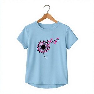 Camiseta de Cuello Redondo Rosa para Mujer, Elegante, Ajustada, de Manga Corta, Tejida en Algodón, con Bordado, Ecológica, para Primavera/Verano - Product Image 3