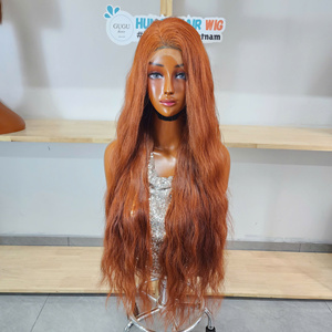 Perruque Lace Closure 5x5 HD Transparente Cheveux Humains Bruts Ondulés Couleur Gingembre Ligne de Cheveux Naturelle Densité 250 Douce et Volumineuse - Product Image 2