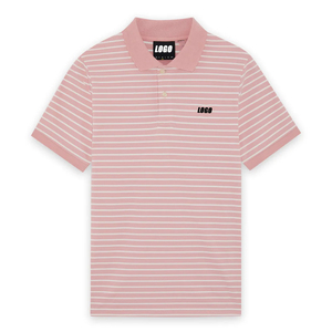 Polo de Punto Piqué Casual Transpirable Personalizado para Hombre, Corte Regular, Color Rosa Pomelo y Blanco, con Cuello Tartán, de Última Tendencia - Product Image 2