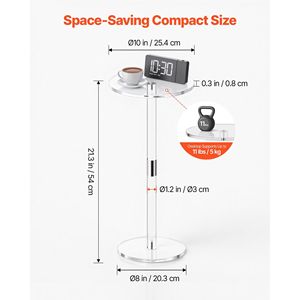 Modern Acrylic Drink & Cake Table Stand Clear <b>Round</b> Top with Solid <b>Post</b> Transparent Side Desk for Restaurant Use - Product Image 3