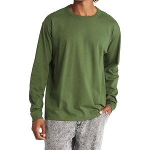T-shirt Homme Manches Longues Col Rond Couleur Unie Qualité Supérieure OEM Personnalisé Décontracté Coupe Ample Épaules Tombantes Été - Product Image 4