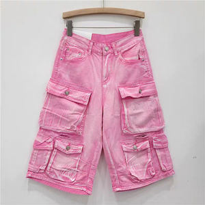Shorts en jean cargo délavés personnalisés pour hommes, coupe ample, style vintage, décontractés, en coton, de haute qualité - Product Image 3