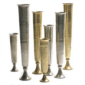 Handmade Coastal Modern Iron Rust Resistant Silver Gold Pillar Flower Vase High Quality Lightweight Wide Mouth Wedding Easter - Product Image 1