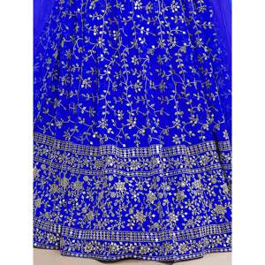 Plus Size Blue <b>Sequins</b> Georgette Wedding Lehenga Choli - Product Image 2