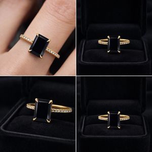 Unique Black Onyx Gemstone Ring 925 <b>Solid</b> <b>Silver</b> Gift Ring - Product Image 2