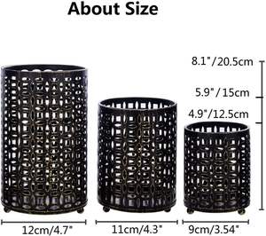 Porte-bougie en métal avec motif gravé, support de bougie artisanal durable pour la décoration de la maison, lot de 3 - Product Image 6