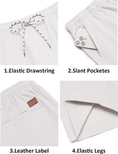 Pantalones Cortos Bermuda para Hombre, Tela de Algodón, Suaves y Transpirables, Elásticos, Casuales, para Gimnasio, Entrenamiento, Correr, Playa, Verano - Product Image 5