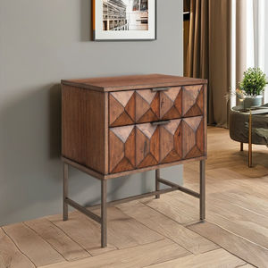 Table de chevet moderne et contemporaine en noyer foncé finition antique. Table de chevet durable pour la maison, la chambre, l'appartement, l'hôtel. - Product Image 4