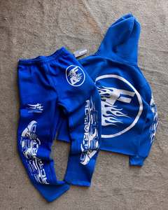 Hot Selling Men Streetwear <b>Tracksuit</b> Set Custom Embroidery Hoodie And Sweatpants Cotton Fleece Sweatsuit Factory - Product Image 3