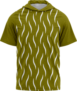 เสื้อยืดมีฮู้ดลายทางสำหรับผู้ชาย ทรงปกติ ผ้าถักลำลอง ลายขาวดำ แขนสั้น - Product Image 4