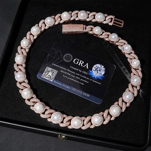 Collar de Eslabones Cubanos con Perlas de Agua Dulce y Moissanita, Chapado en Oro Rosa de 18K, Cadena de Plata Esterlina 925, Joyería Hip Hop, Regalo - Product Image 5