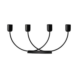 Porte-bougie à 4 niveaux en fer noir mat écologique avec revêtement en poudre pour la décoration de chambre et l'éclairage - Product Image 1